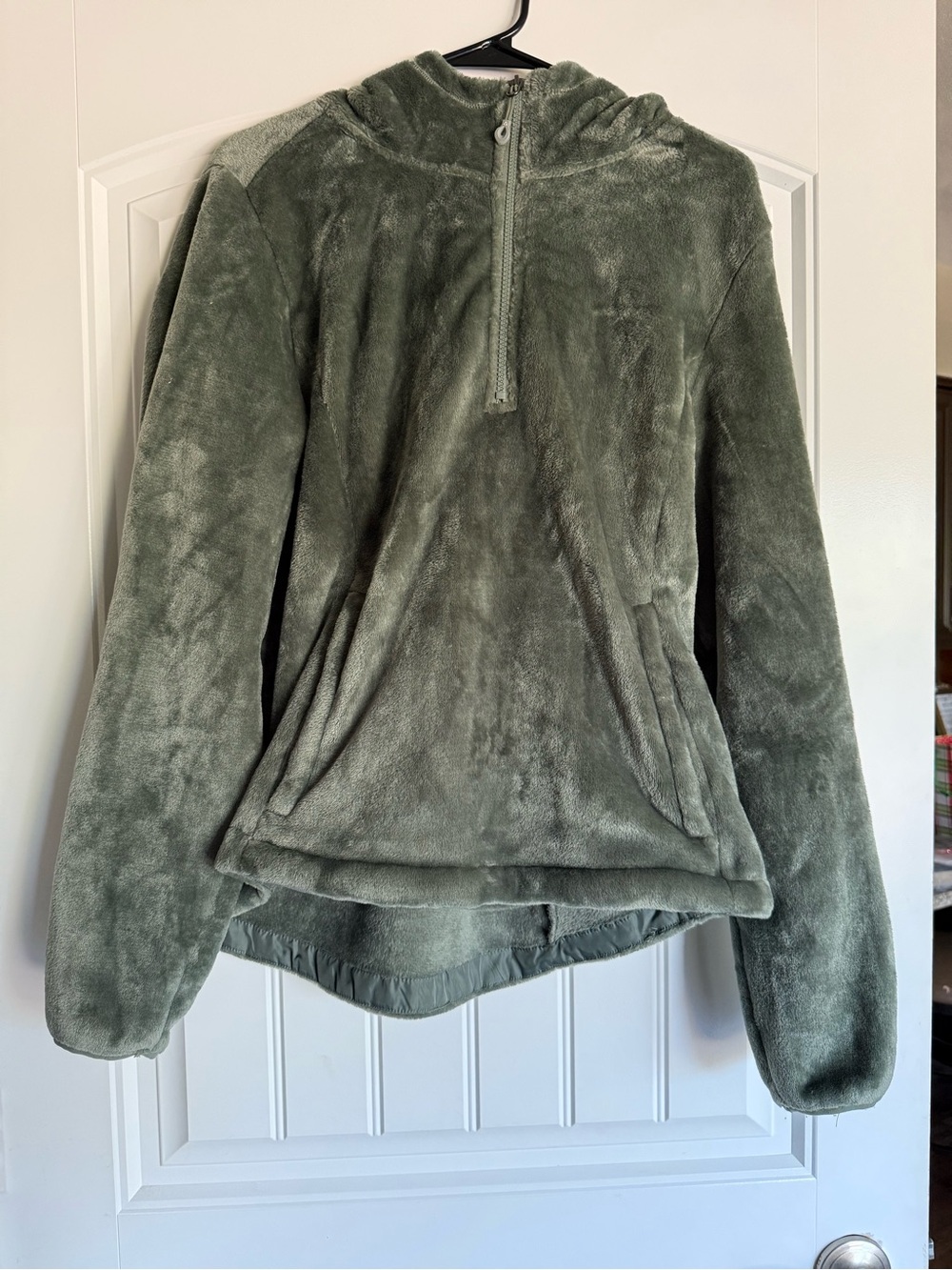 Gerry Plush Half-Zip Hoodie in Olive Green